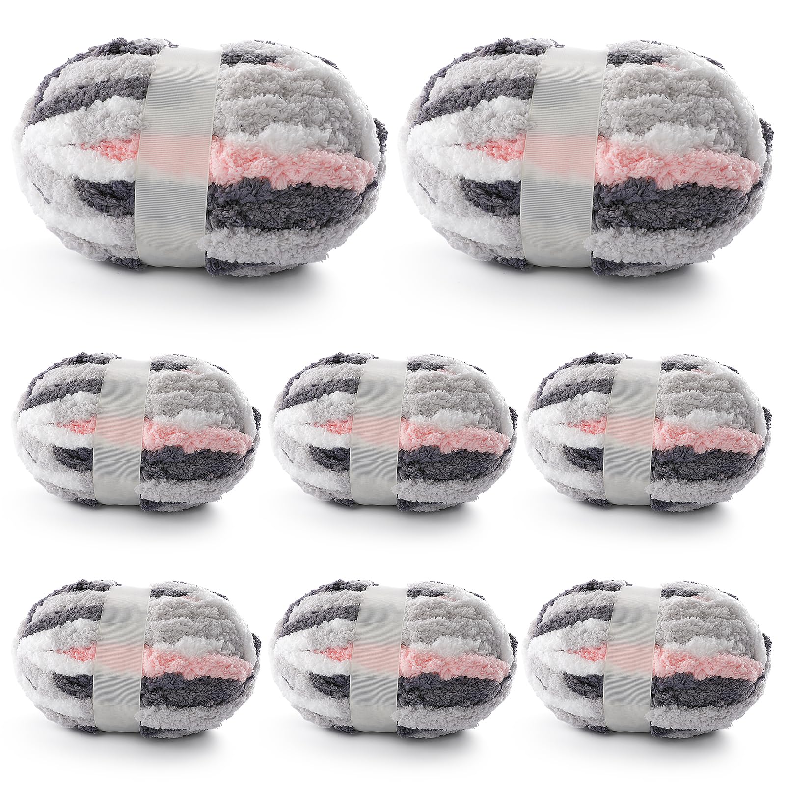 8 Pcs Chunky Yarn for Hand Knitting - Chunky Chenille Yarn for Crocheting - Fluffy Yarn for Crochet - Jumbo Yarn for Hand Knitting 200 yds 61.6 oz of