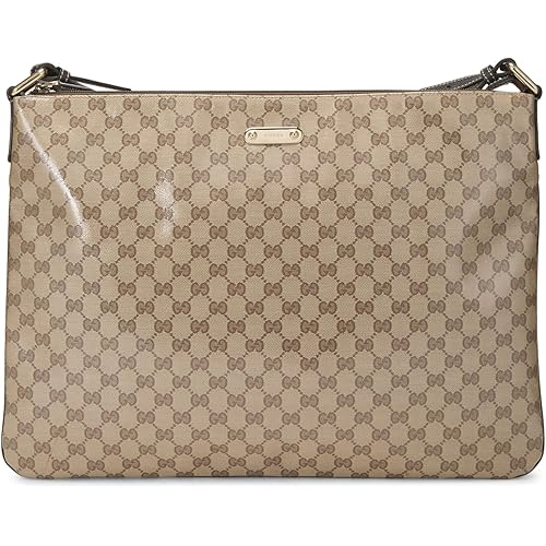 Gucci, Pre-loved Brown Crystal Canvas Messenger Bag Large, Brown