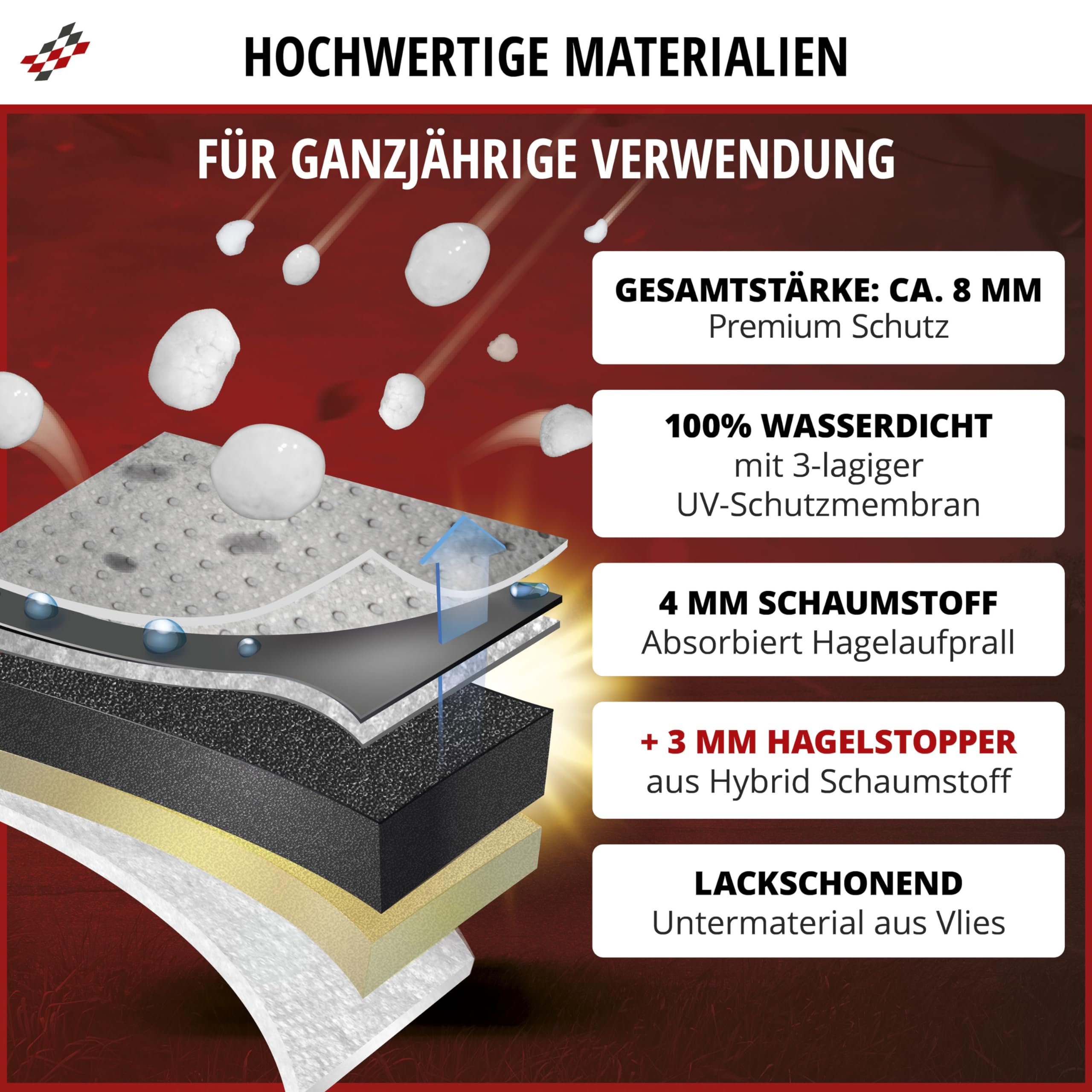 WALSER Auto plandeka przeciwgradowa Hybrid UV Protect SUV, osłona przeciwgradowa wraz z zestawem mocującym, pokrycie samochodu grad, rozmiar: XL