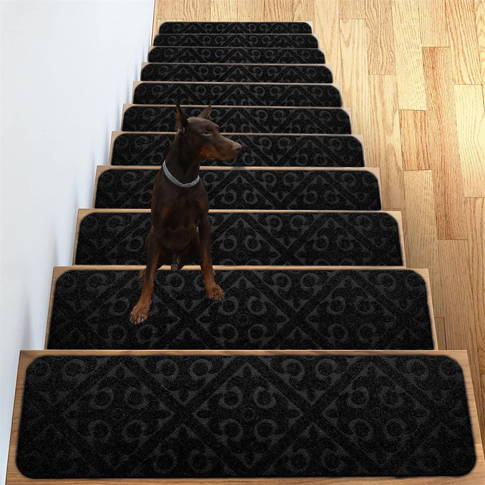 Lot de 10 tapis d'escalier autocollants, antidérapants, amovibles et réutilisables, pour enfants, personnes âgées et animaux domestiques - Améliore la sécurité et le style - Noir