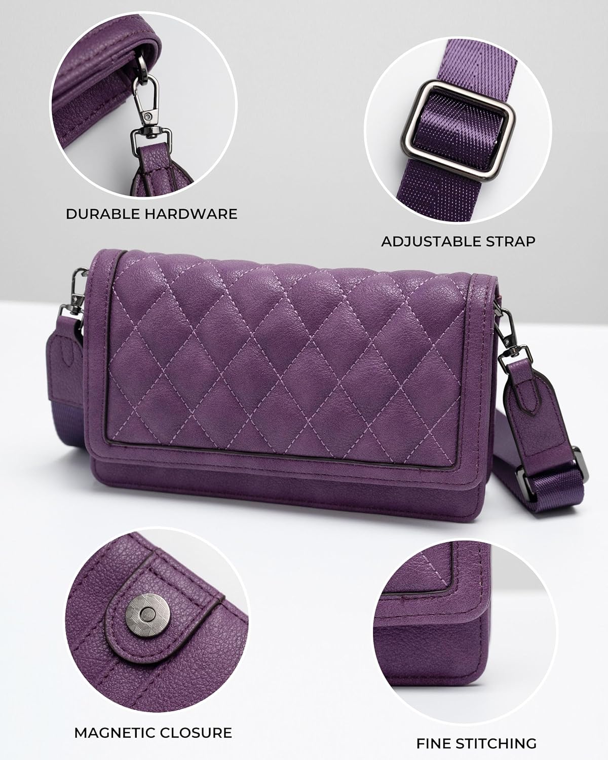 Alldaily Quilted Small Crossbody Bag for Women, Wallet Purse with Card Slots & Phone Holder - Image 5