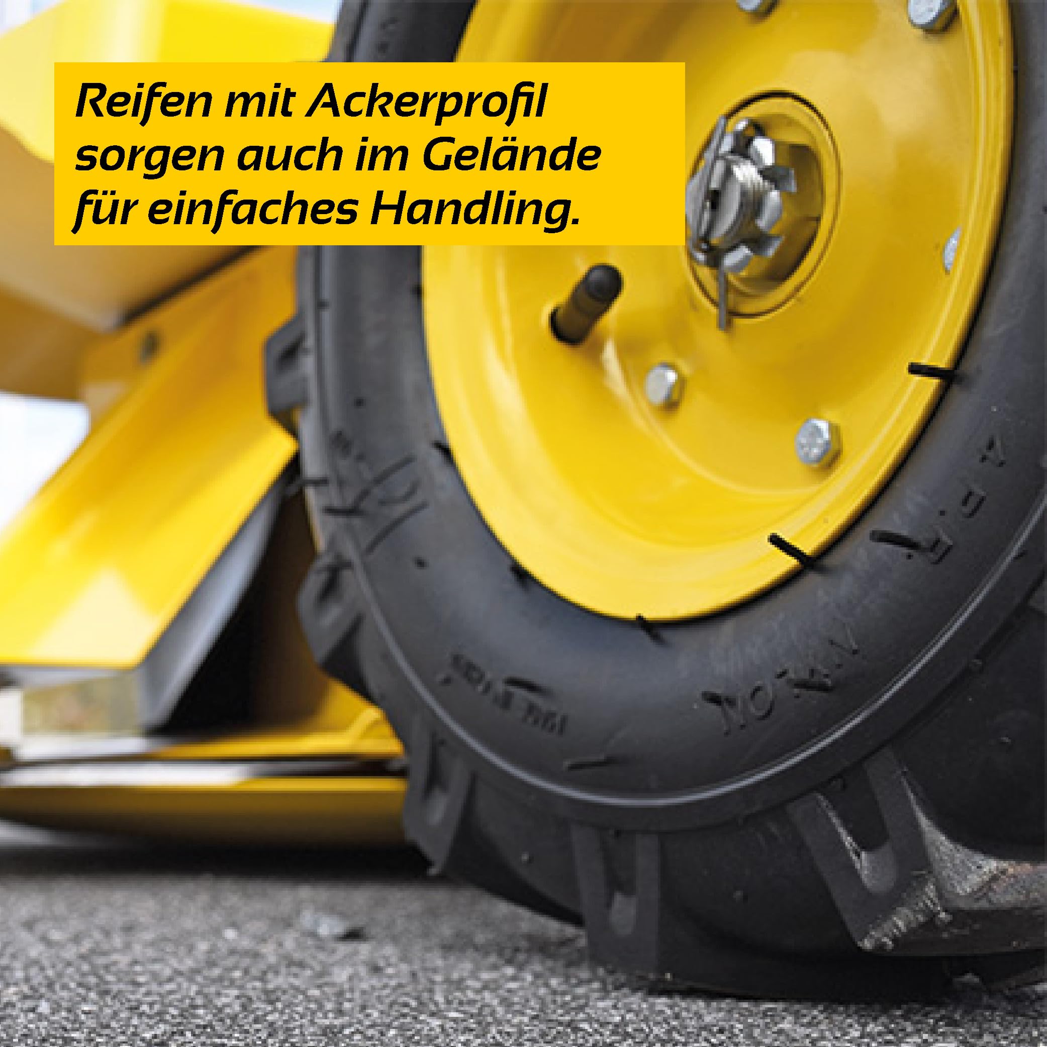 BAMATO Kreiselmäher GS-875 Hochgrasschneider Wiesenmäher 640mm | Kraftvoller RATO Motor & 640mm Schnittbreite | 4 Klingen | Robuste Ackerstollen-Luftbereifung