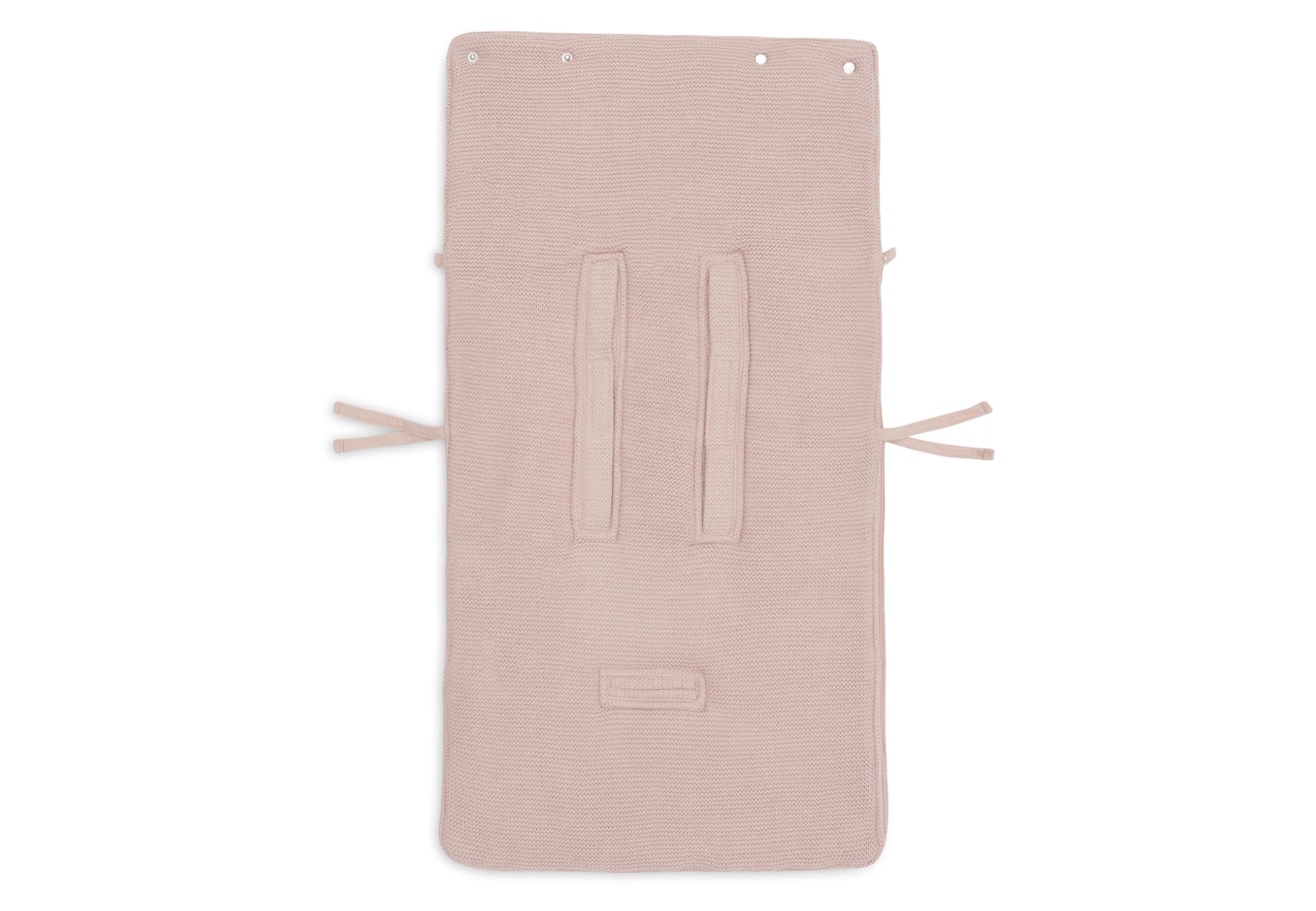 Jollein Fußsack Basic Knit – Wild Rose – Für Babyschale Kinderautositz Gruppe 0+ und Kinderwagen – Für 3-Punkt- und 5-Punkt-Gurt – Strickmuster und Fleecefutter