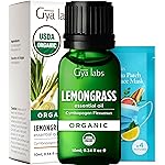 Gya Labs Organic Lemongrass Essential Oil - 0.34 Fl Oz - for Skin, Hair, Diffuser, Aromatherapy, DIY Candle Making Scents