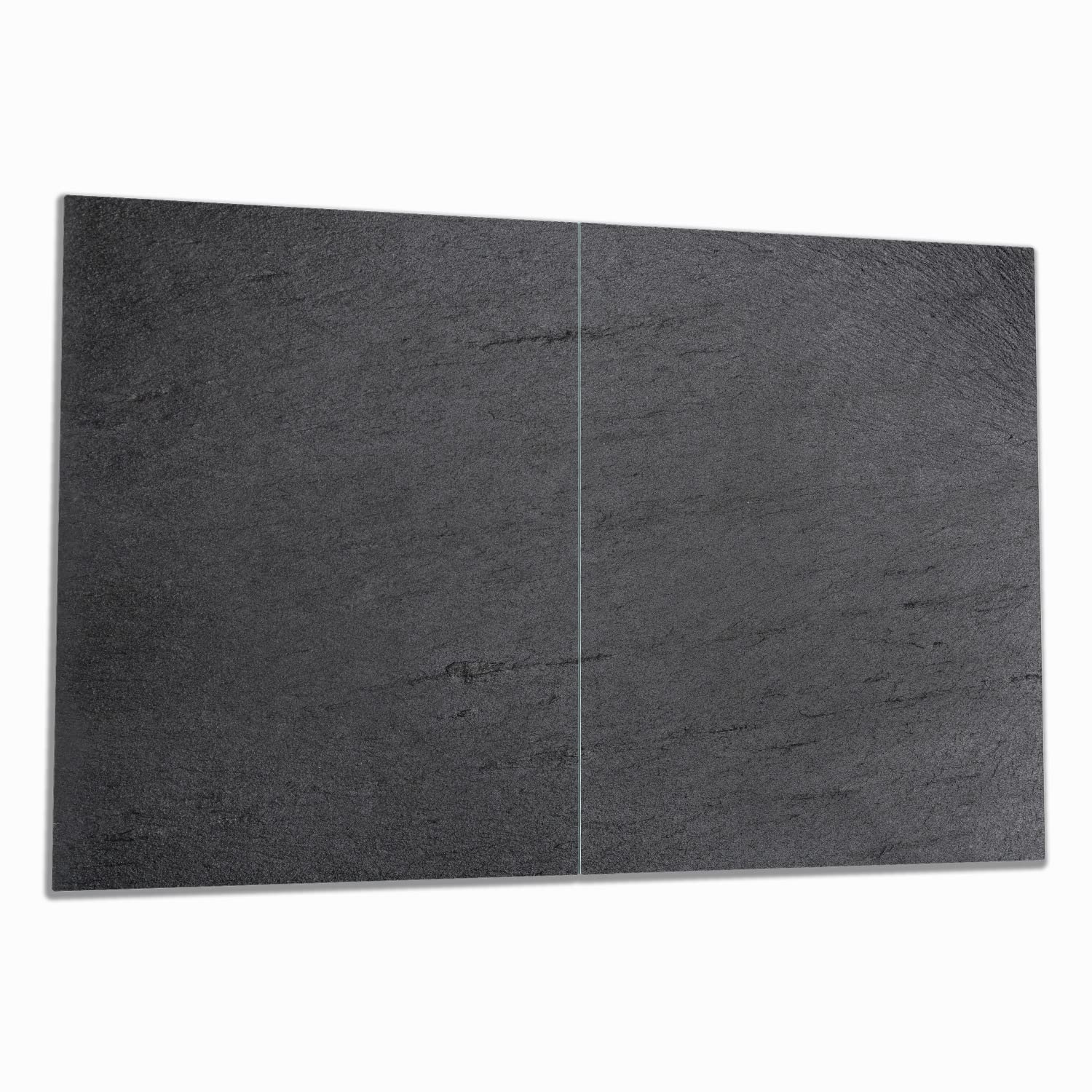 Wallario Herdabdeckplatte aus Glas, 2-teilig, 80x52cm, für Ceran- und Induktionsherde - Motiv: Schwarze Schiefertafel Optik Steintafel