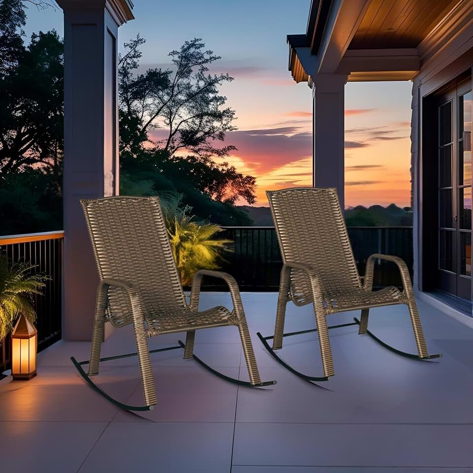 2 Cadeira Balanço Aconchego Poltrona para Varanda Descanso Àrea Jardim Fibra Sintética
