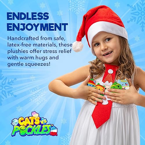 Miniatura 6 de Cats vs Pickles Paquete de 12 bolsas misteriosas de Navidad con ondas fucsias rellenas de frijoles de 4 pulgadas, bolsas ciegas para niñas y niños,