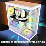 ANSAITE ATX PC Case 7 x 120 mm ARGB PWM Fan Pre-Installed Mid-Tower Gaming PC Case, Full View Double Tempered Glass Computer Case with Type-C, 360 mm Radiator Support - 3