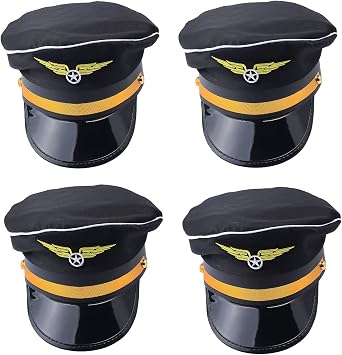 Yewong 4 Pieces Pilot Hat Pilot Costume Accessories for Adults and Teens Captain Halloween Party Cosplay Supplies