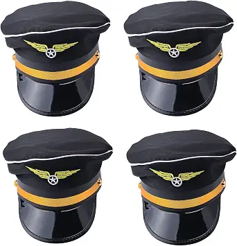 Yewong 4 Pieces Pilot Hat Costume Accessories for Adults and Teens