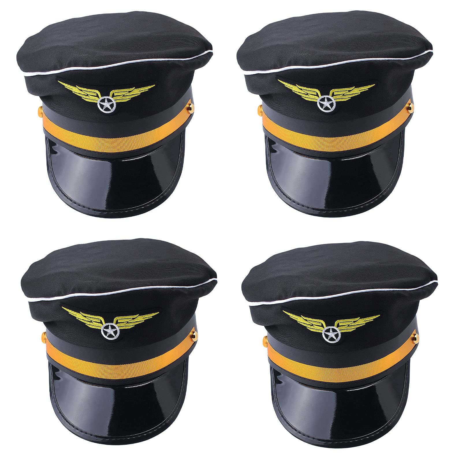 4 Pieces PilotÃ‚ Hat Pilot Costume Accessories for Adults and Teens Captain Halloween Party Cosplay Supplies