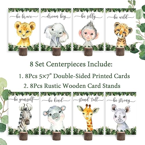 Miniatura 2 de 8 centros de mesa de safari en la selva y soportes de madera, baby shower de safari para decoración de mesa, centro de mesa de fiesta de cumpleaños
