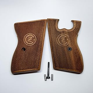 Walnut Wooden Grip Panels Compatible with CZ VZOR 50 and VZOR 70 Models Handcrafted Lazer Logo Ergonomic Handle Accessories