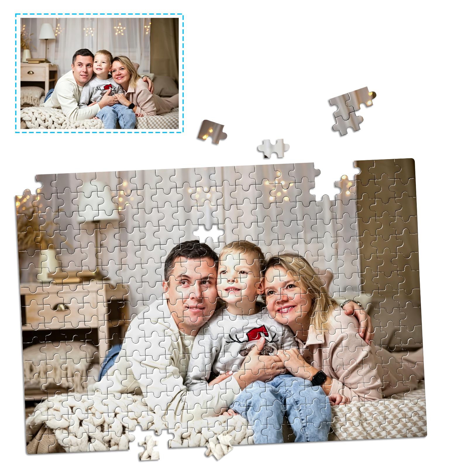 Custom Photo Puzzle 1000/500/300/200/70/35 Pieces,Personalised Jigsaw Puzzles for Adults,Wooden Customized Puzzle from Your Pictures,Unique Gift for Family,Pet,Weedding,Graduation,Birthday