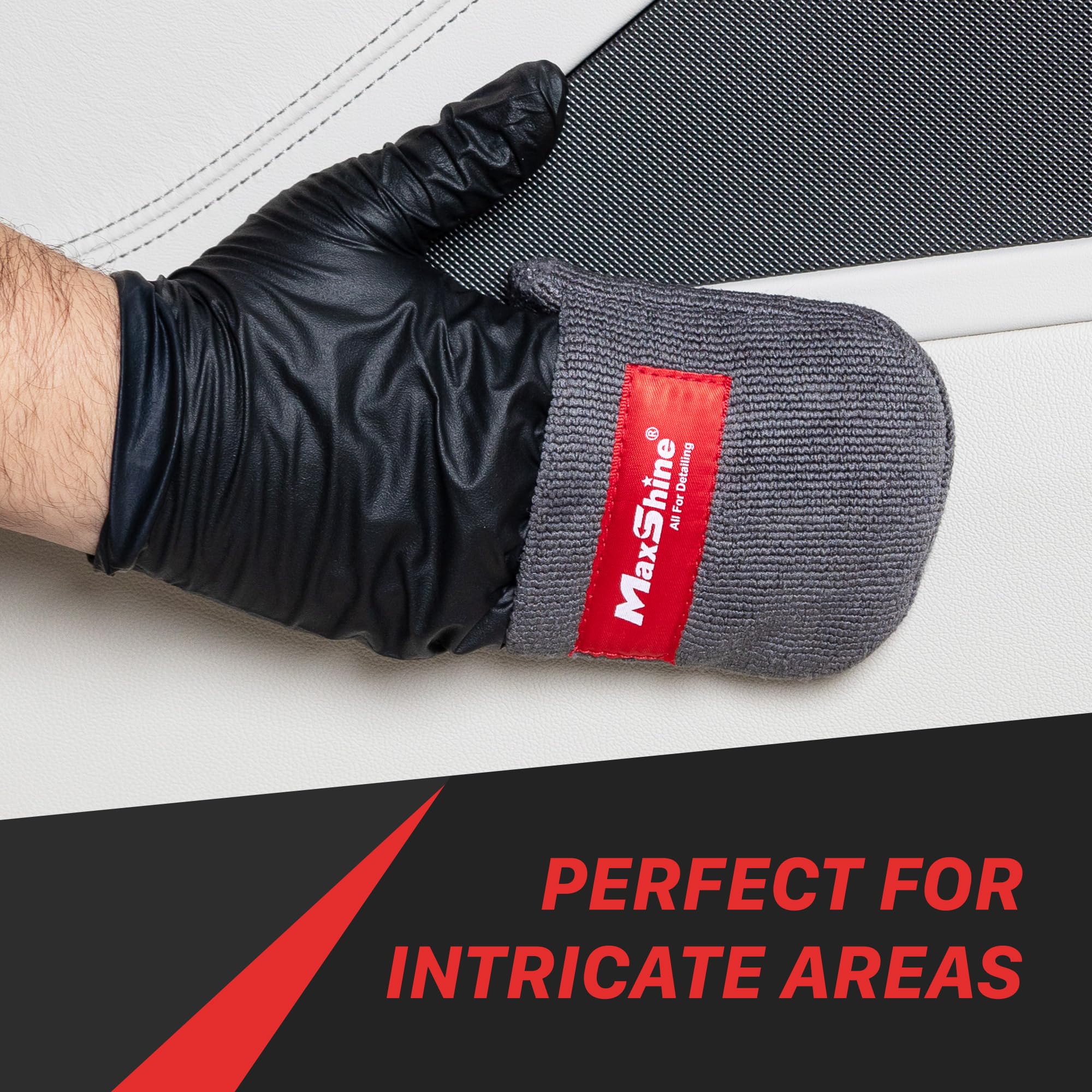 Maxshine Universal 2-Piece Microfiber Coating Applicator – Soft, Thick Finger Pocket Design for Easy & Comfortable Wax Application – Reusable Auto Detailing Accessory