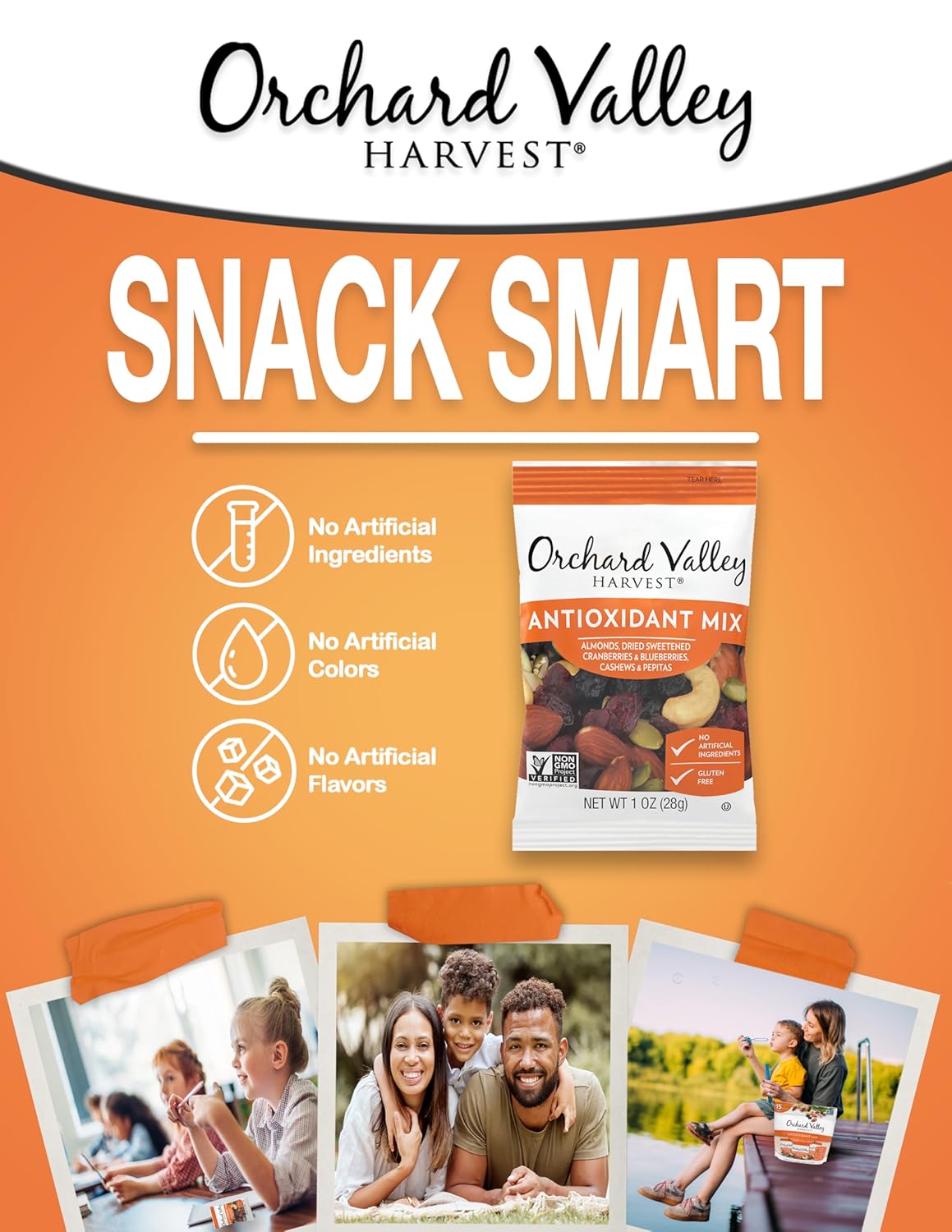 Orchard Valley Harvest Antioxidant Mix, 1 Ounce Bags (Pack of 15) + Orchard Valley Harvest Omega-3 Mix, 1 Ounce Bags (Pack of 15)