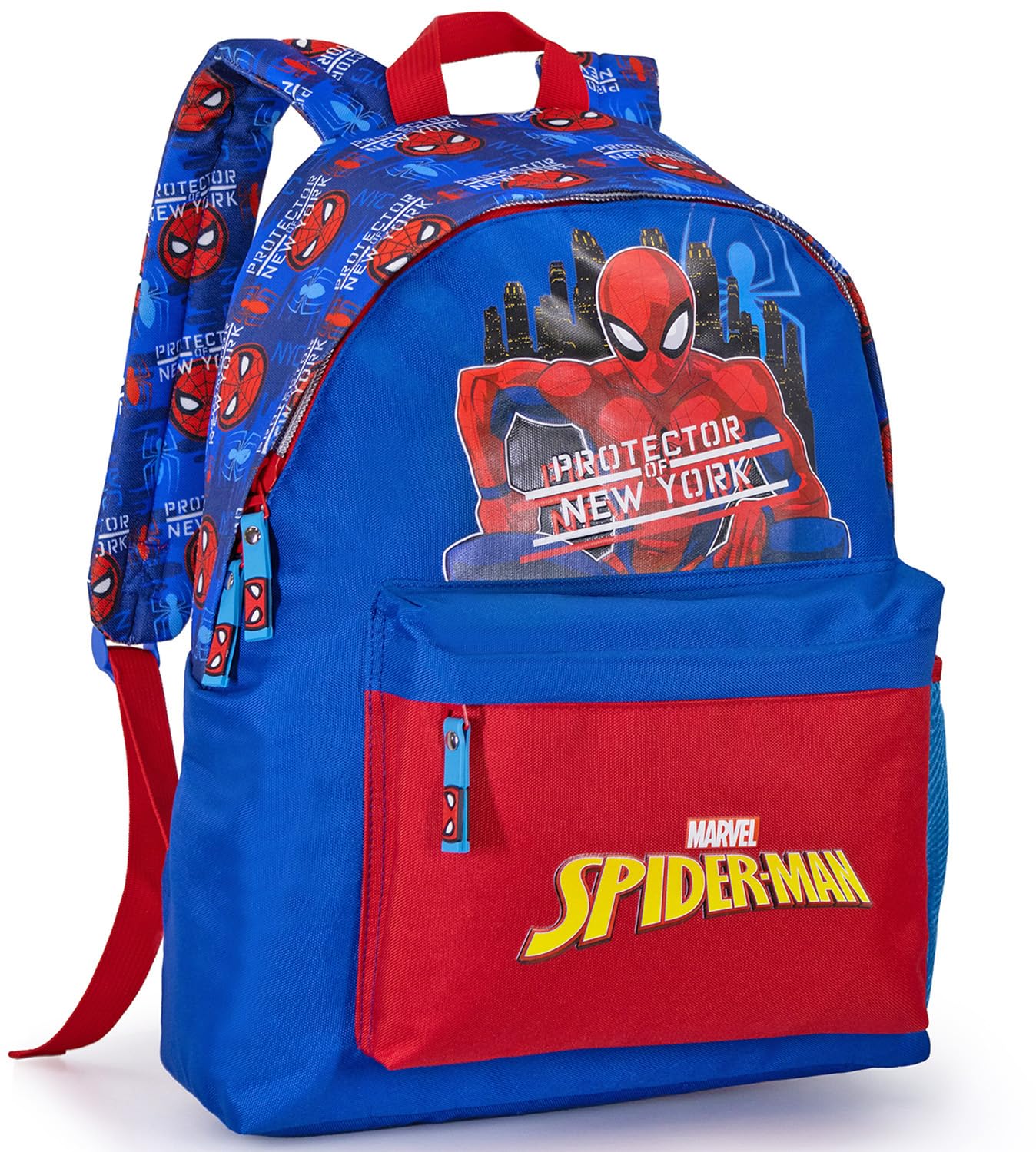 Clondo Zaino Americano Bambino Per Spiderman Fan 41x31x18 cm con Spallacci Imbottiti, Divisorio Interno, Tasca Frontale e Porta Borraccia – Per Scuola, Tempo Libero, Viaggi – Blu