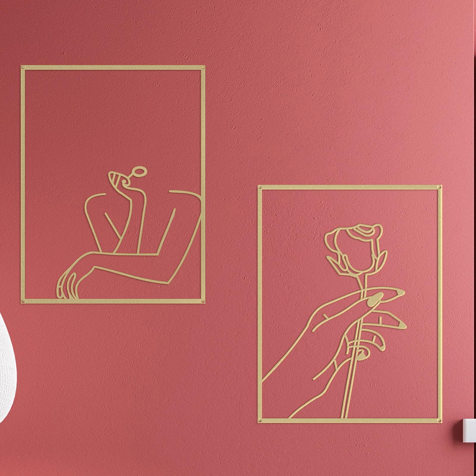 Hotop 2 Pieces Modern Minimalist Abstract Line Art Decor Minimalist Line Drawing Wall Art Decor