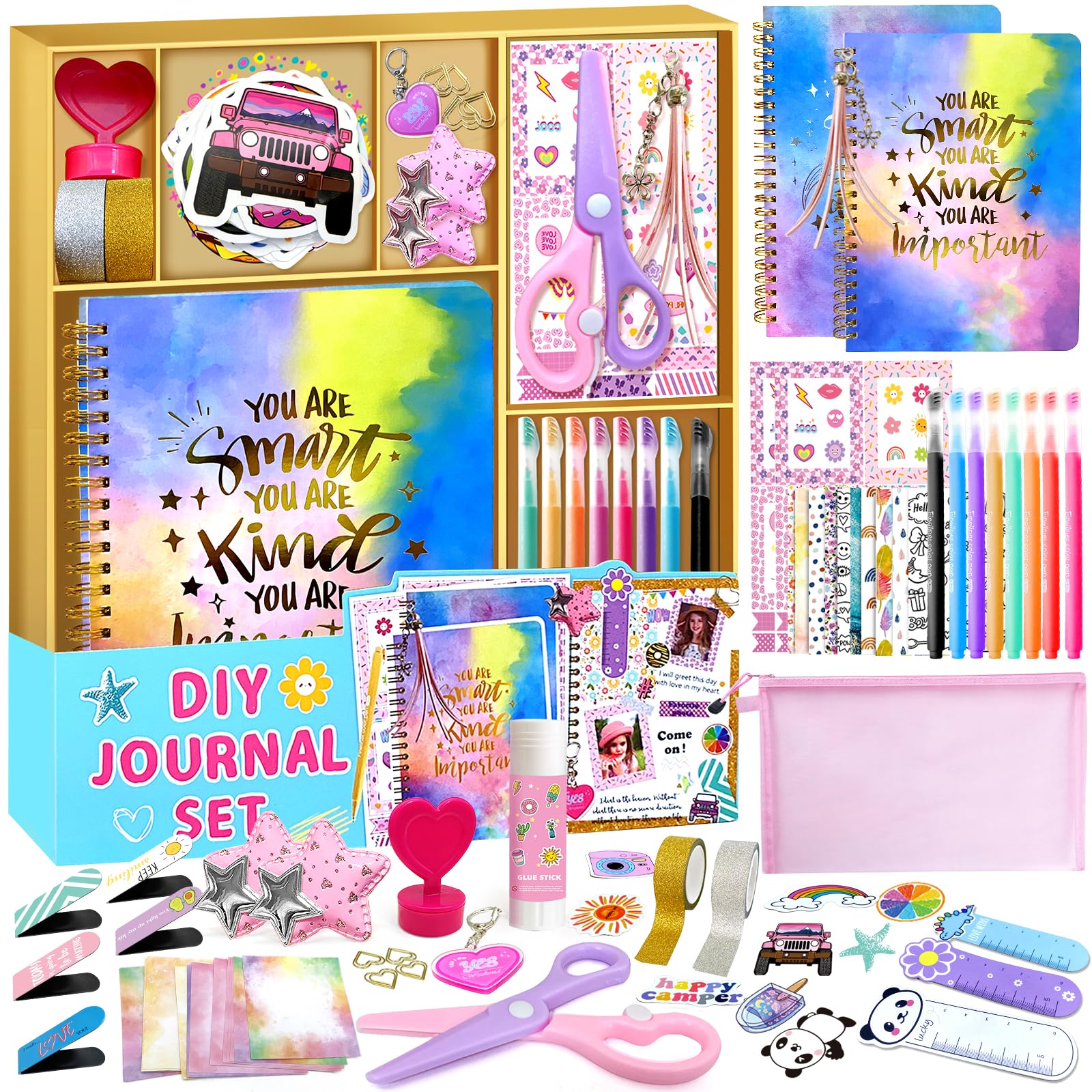 DIY Journal Kit for Girls - 150+Pcs Stationery & Diary Set, Scrapbook Supplies kit and Art & Craft kit, Toys for Girl & Tween Ages 8 9 10 11 12 13 14 Year Old Girl Birthday Gift