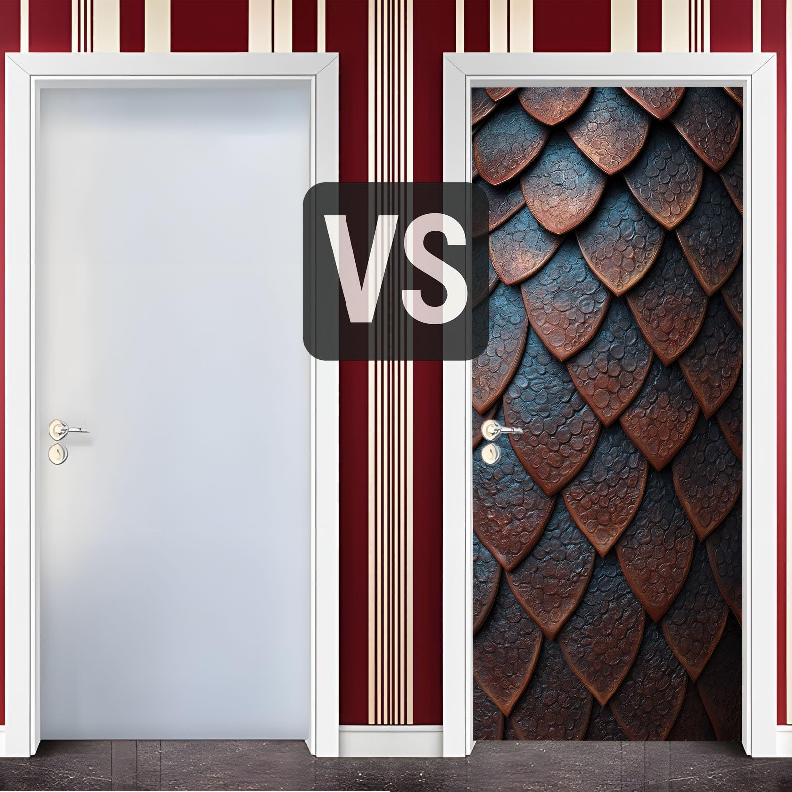 Sticker Porte Autocollant Poster De Porte Écaille de Poisson Texture Métallique PVC Amovibles 90 x 200 cm Affiche De Portes Sticker Mural Papier Peint Art Décor,