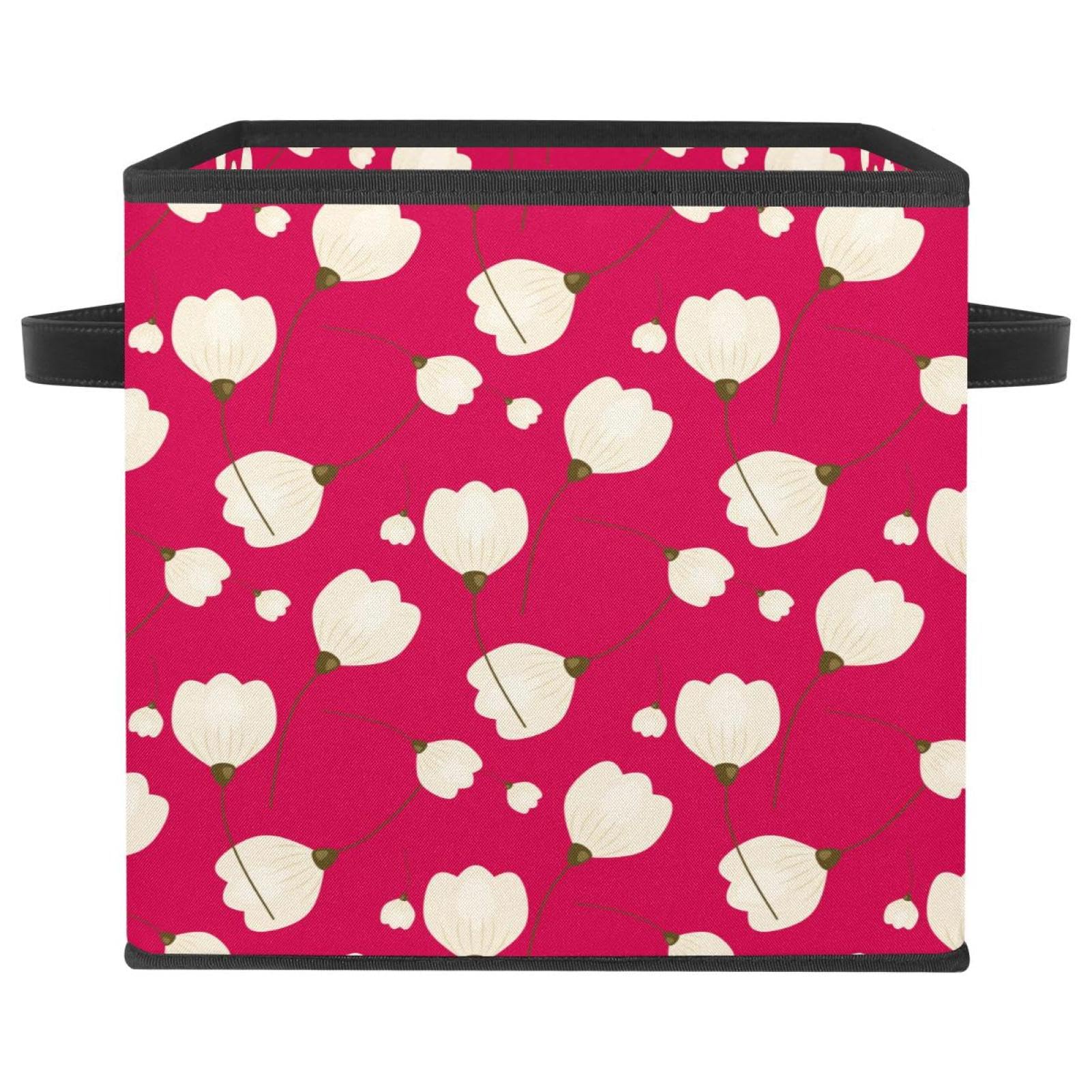 Panier de rangement en tissu tulipe rose pour placard de chambre
