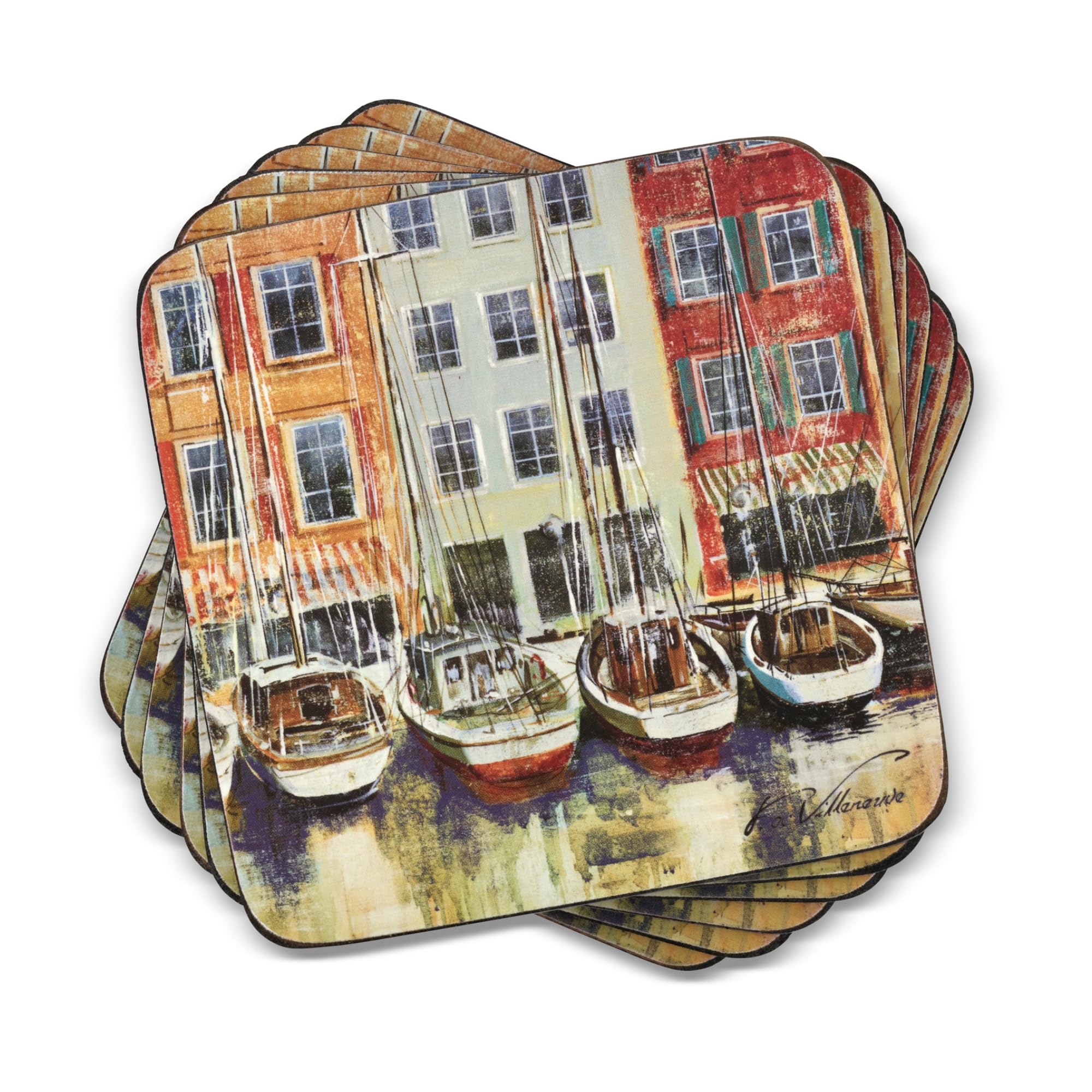 Pimpernel Boat Scene Set of 6 Coasters