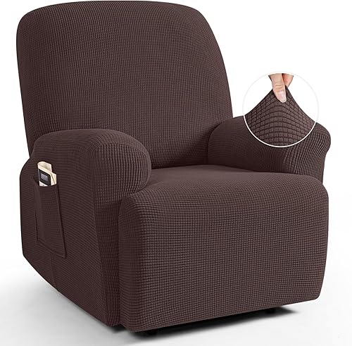 TAOCOCO Recliner Cover 4-Pieces, Recliner Stretch Sofa Slipcover Recliner Cover 1 Seater Couch Protector Soft Furniture Protector Covers with