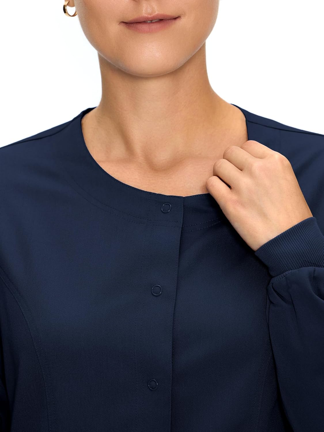 Scrub Jackets for Woman, Snap Front Nurse Jacket with 3 Pockets, Easy Care Soft Fabric - Image 4