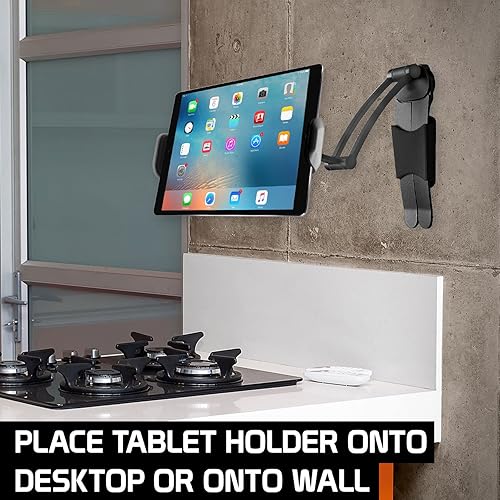 Miniatura 5 de Cellet Soporte para tablet de cocina 2 en 1 para pared, mesa, encimera, soporte de escritorio para recetas para iPad/Pro/Air/Mini, Micro Surface