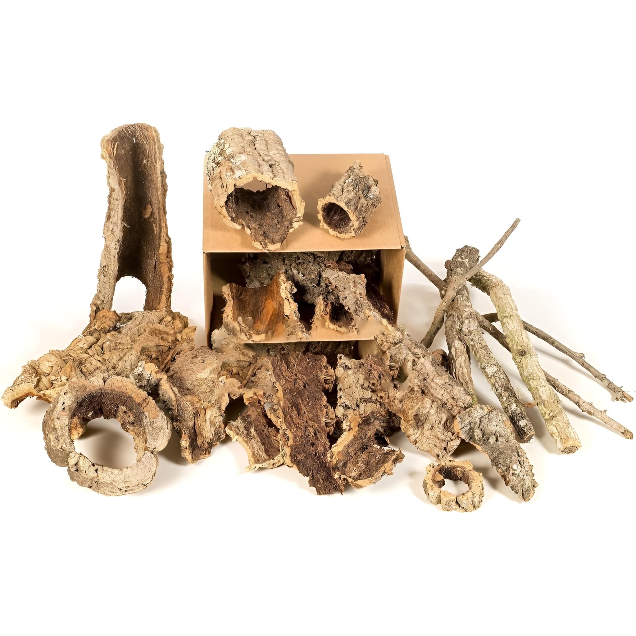 Cork Bark Tubes, Flats & Branches Mix 6kg - Cork Bark for Reptiles, Terrariums & Vivarium Decoration