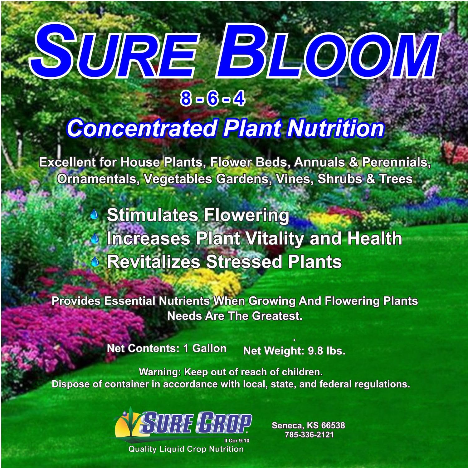 Sure Bloom Concentrated Plant Nutrition, 8-6-4 Formula, 1 Gallon Plant Food for Indoor and Outdoor Plants