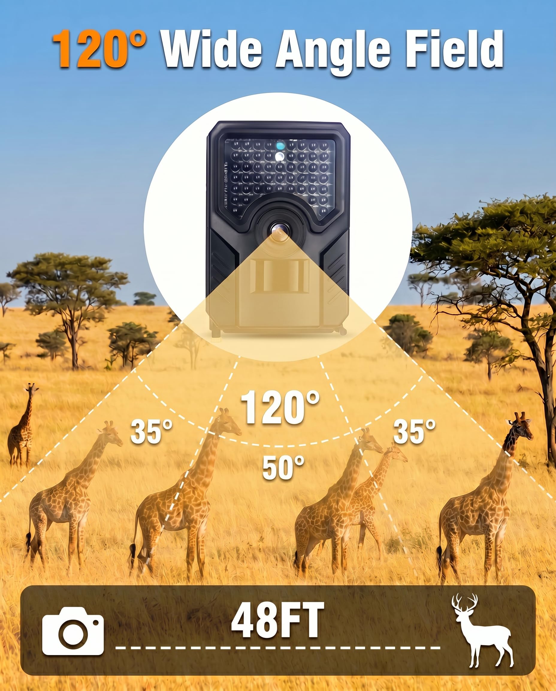 Caméra de chasse 1080p, caméra de jeu 20 MP avec vision nocturne 940 nm sans lueur avec grand angle de 120 °, caméra de chasse extérieure IP54 pour cerf, jardin, ferme et surveillance des
