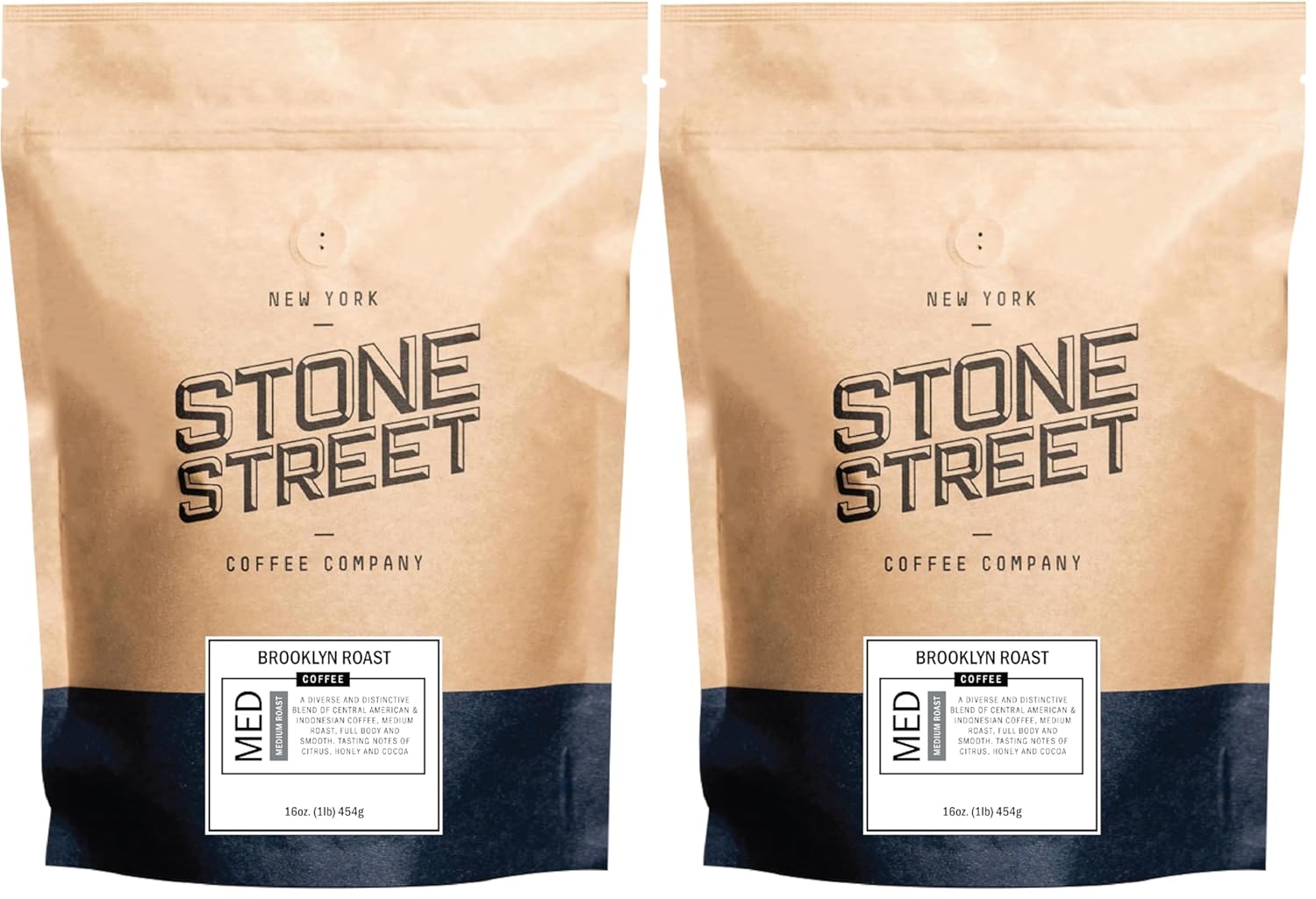 BROOKLYN SIGNATURE BLEND | Freshly Ground Coffee |1 LB Resealable Bag | Medium – Dark Roast Level - Bold & Balanced | Specialty Handcrafted 100% Arabica | Universal Grind Size (Pack of 2)
