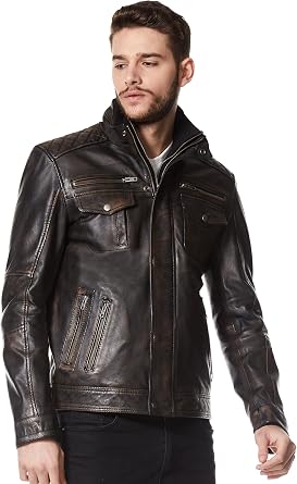 Smart Range New Mens Black & Brown Casual Style Vintage Soft Nappa Real Leather Jacket 1501