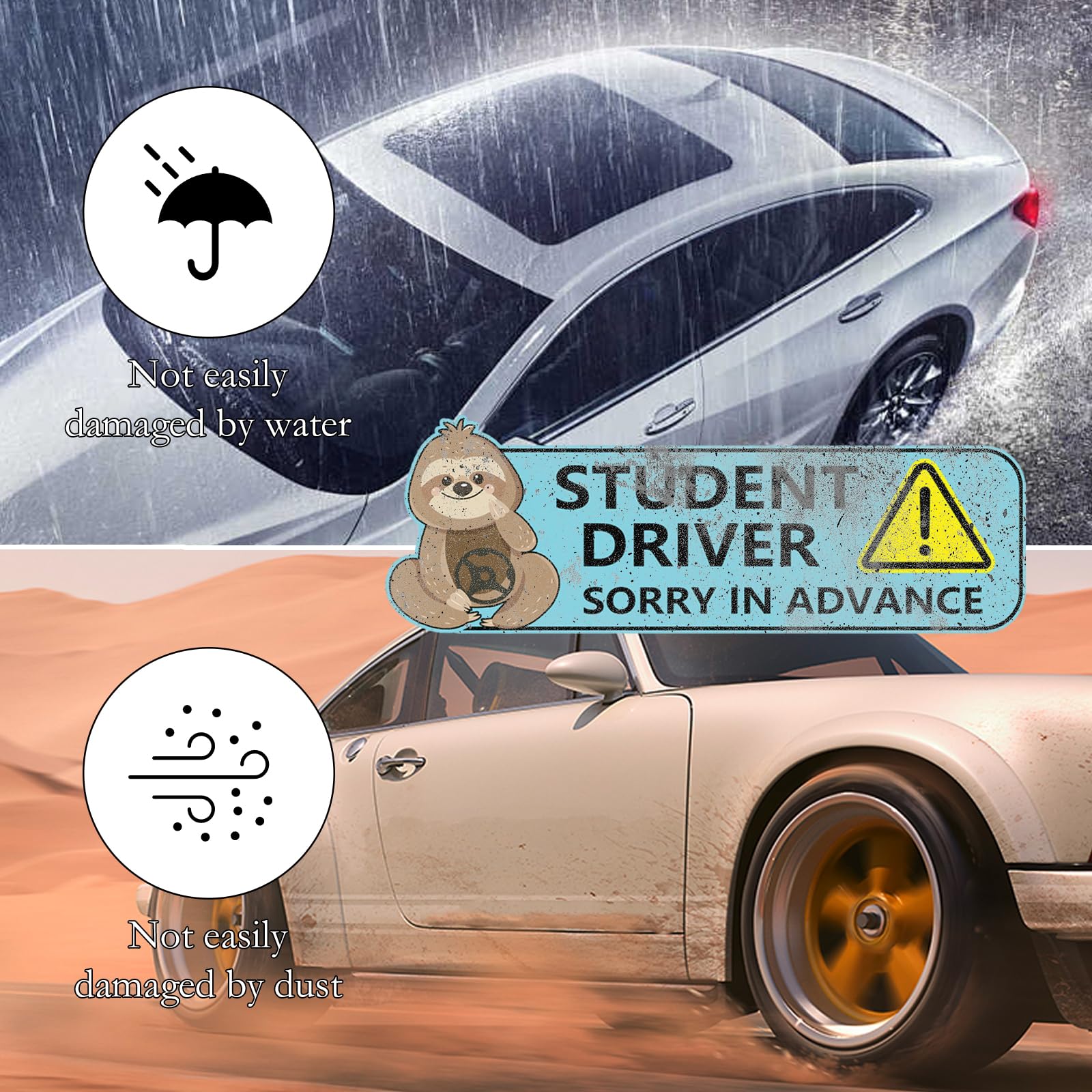 4 adesivi magnetici per auto a forma di bradipo, per principianti, per studenti e conducenti di auto, adorabili adesivi per neopatentati, adatti per mantenere una distanza di sicurezza sulla strada