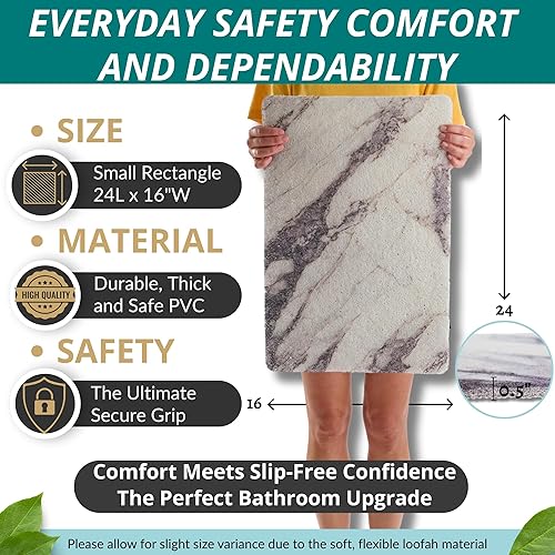 Miniatura 3 de ENKOSI Loofah - Tapete antideslizante para ducha y baño, comodidad acolchada suave, sin ventosas para bañeras lisas o texturizadas, drenaje rápido,