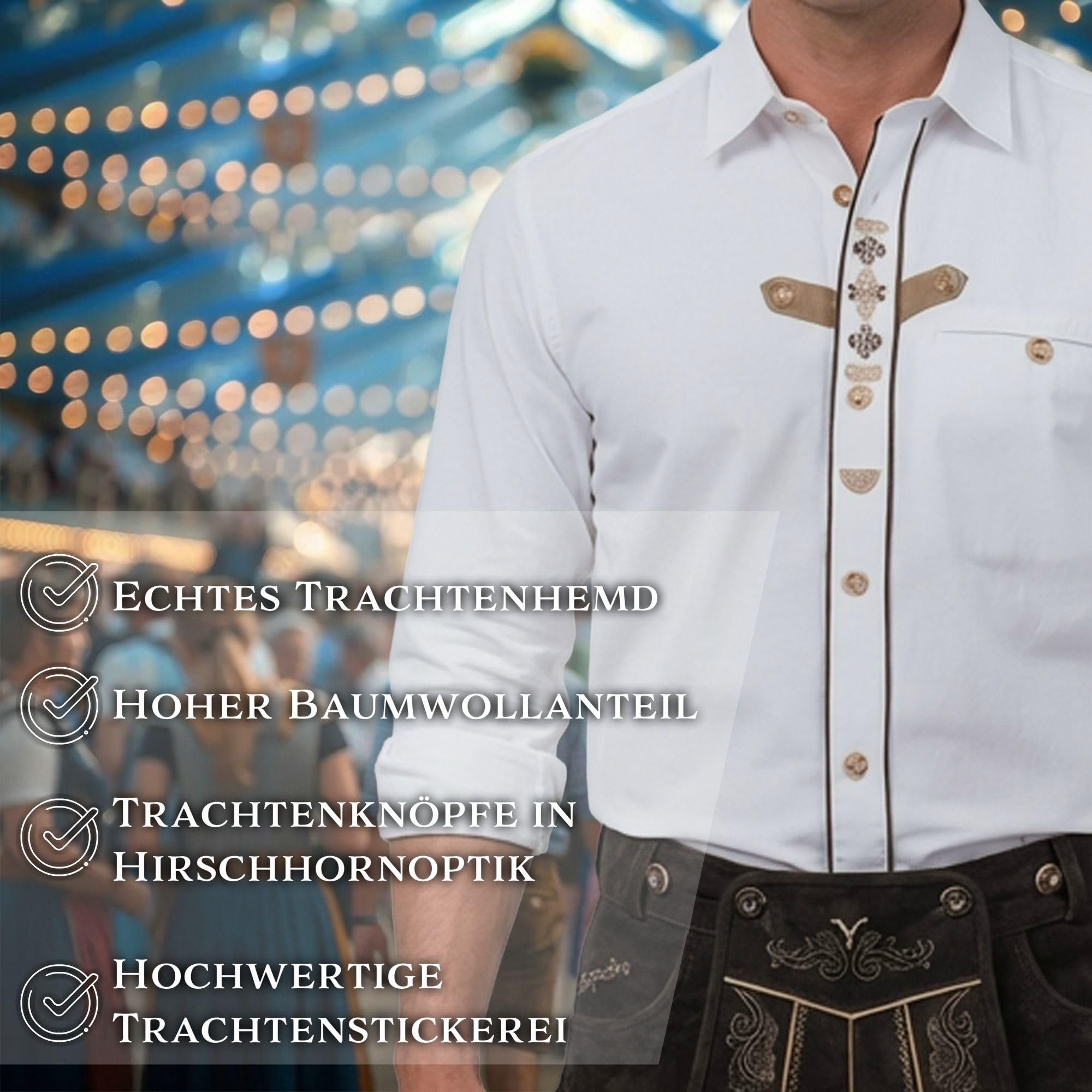 Steigenhöfer Manufaktur Trachtenhemd Herren Langarm - Vincent - Mit Trachten und Jeans kombinierbar - Traditionelles Herren Hemd mit Kentkragen - Ideal für Dein Oktoberfest Herren Outfit