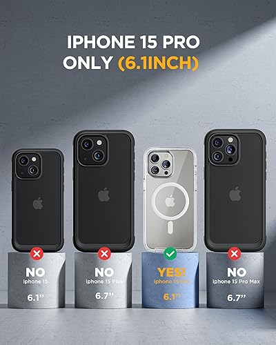 Miniatura 746 de Miracase Glass Series - Funda magnética para iPhone 15, compatible con MagSafe, de cuerpo completo, protector de pantalla de vidrio 9H integrado