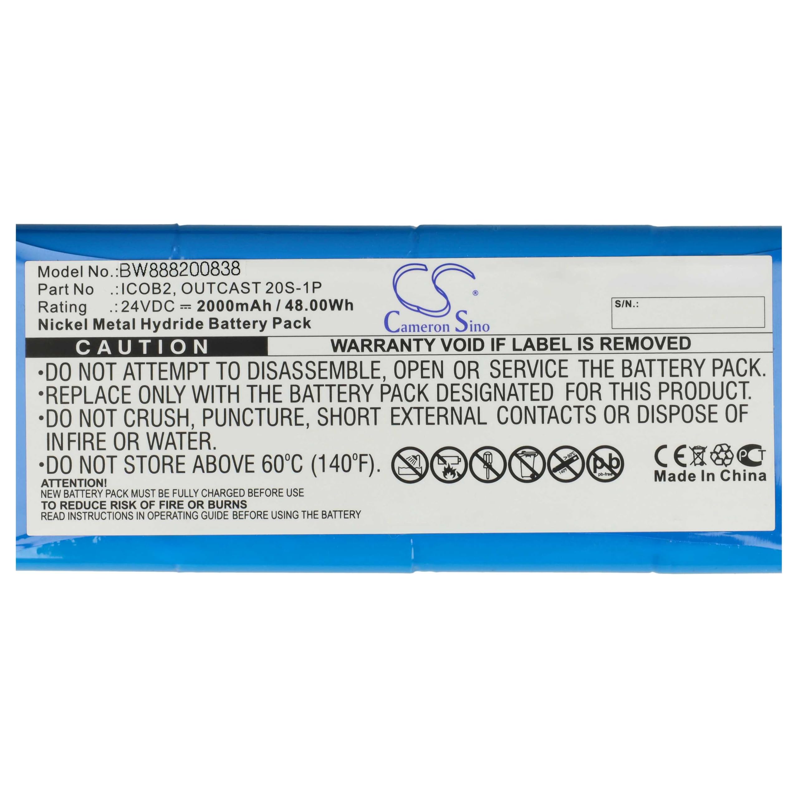 vhbw Batterie Compatible avec Soundcast Outcast ICO420, ICO421 Haut-parleurs, Enceintes portatives (2000mAh, 24V, NiMH)