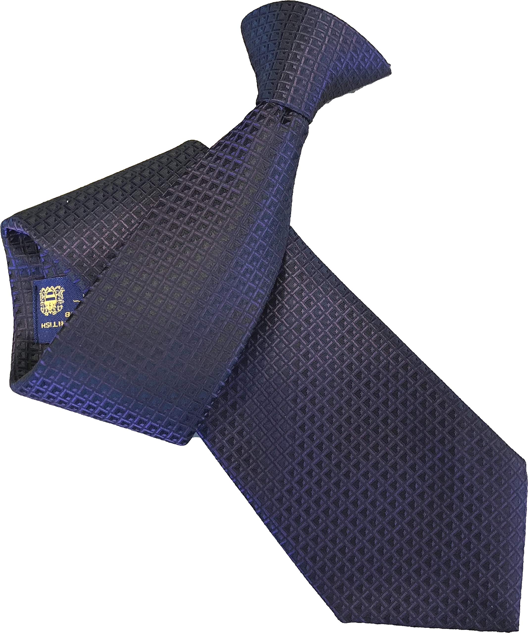 Great British Tie Club Men's Black, Purple Black & Purple Check Clip On Tie