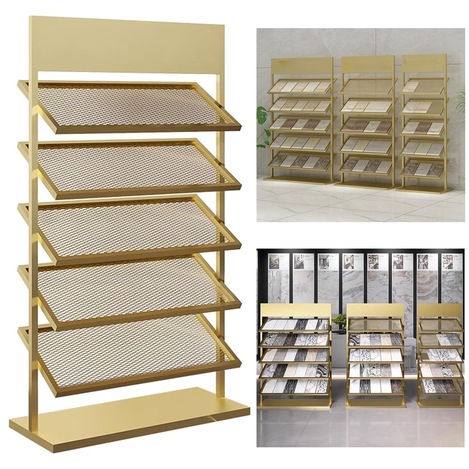 Espositore per Piastrelle - Scaffale in Metallo a 5 Ripiani per Piastrelle da Pavimento - Ideale per vetrine di Negozi