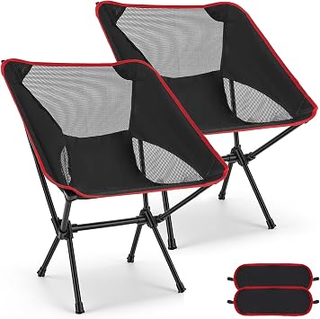 2er Set Campingstuhl Faltbar Leicht Klappstuhl Campingst hle Portabler Tragetasche Atmungsaktiv Camping Stuhl Schwarz f r Angeln Picknick Wandern