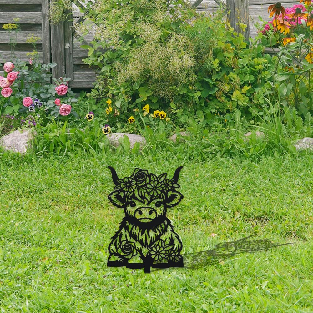 WADORN Highland Cow Silhouette Garden Stakes Decor - Image 4