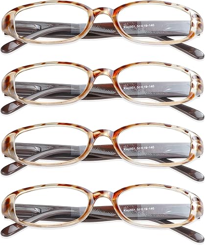 VisionGlobal 4 Pairs5 Pairs Reading Glasses with Spring Hinge, Blue Light Blocking Glasses for WomenMen