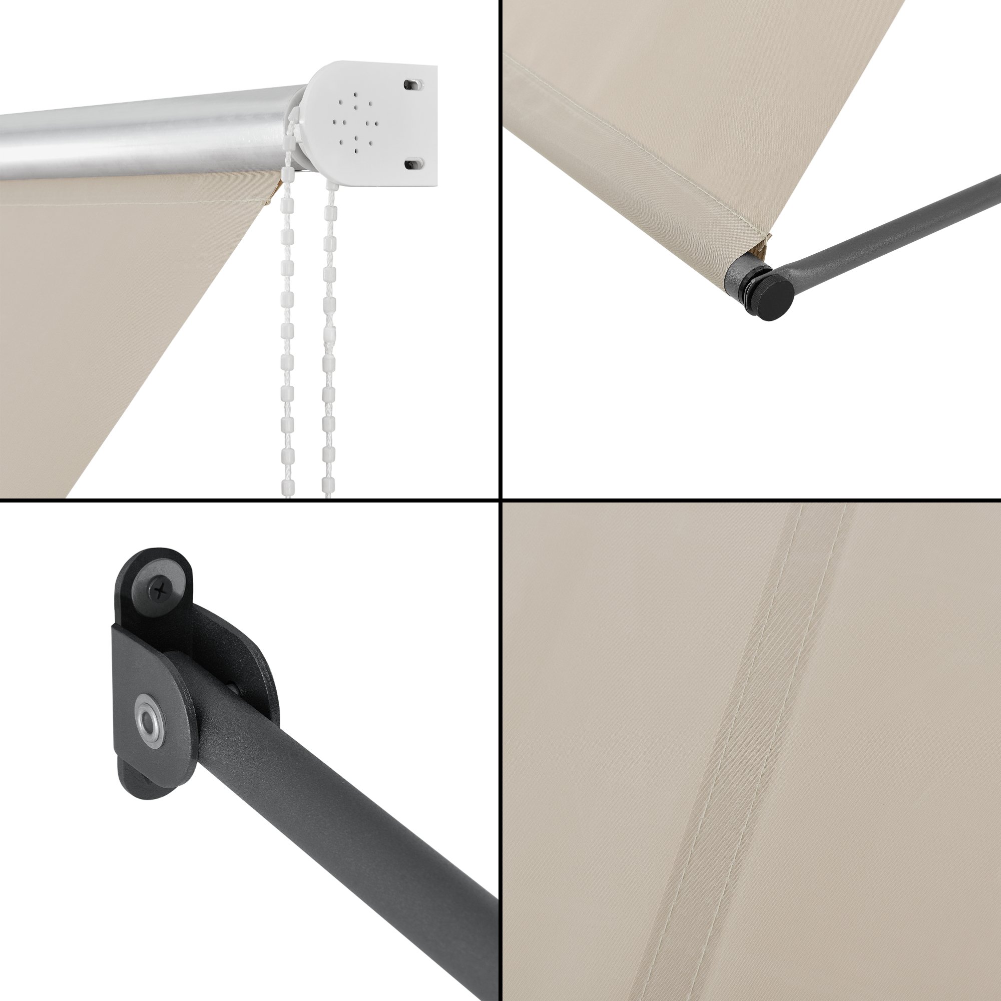 pro.tec Toldo Montando en la Pared - Beige - 150 x 120 cm - Terraza Balcón Toldo Extensible - Persiana de la Ventana Exterior