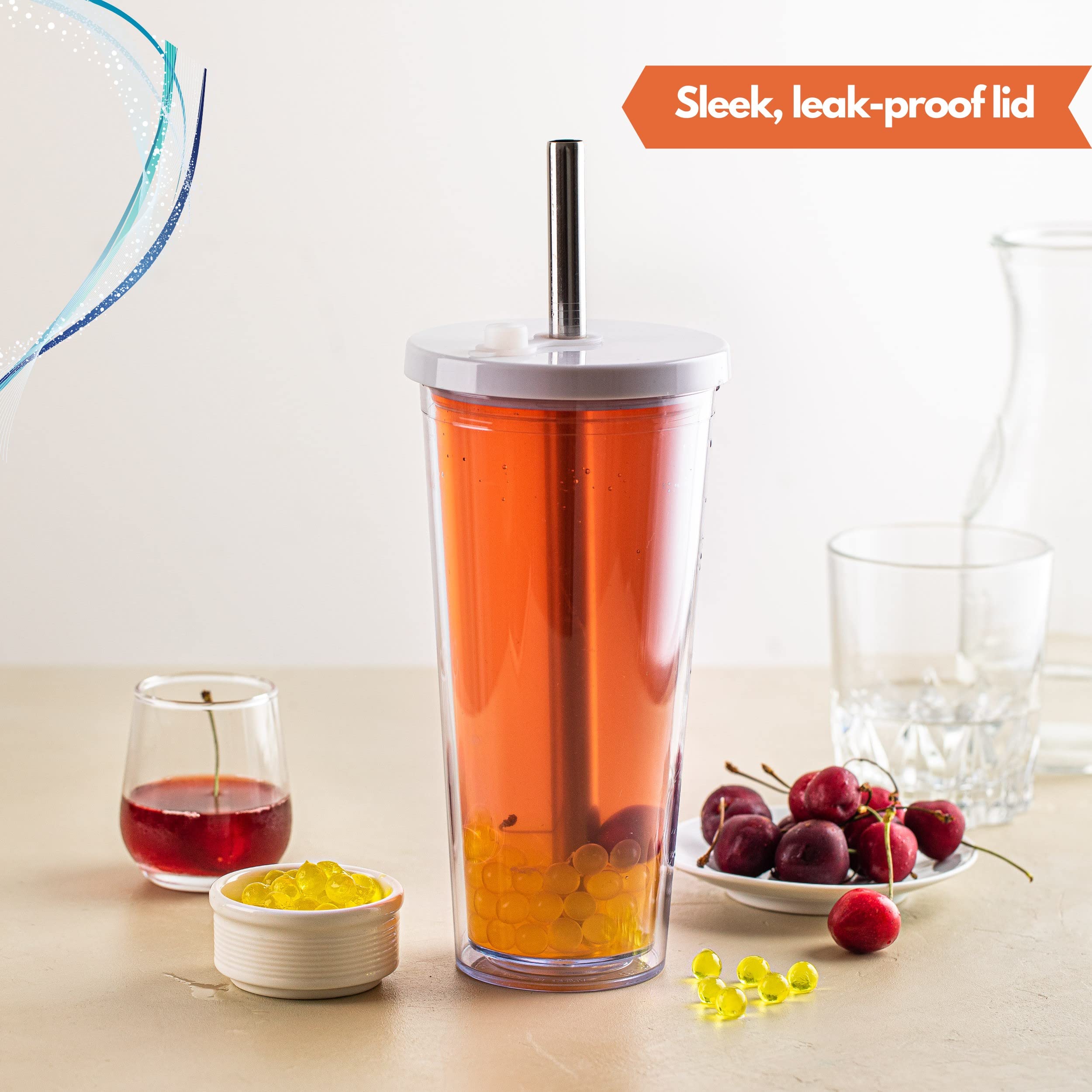 Buy 24 Oz Reusable Boba Cup, Bubble Tea Cup, Double Wall Insulated