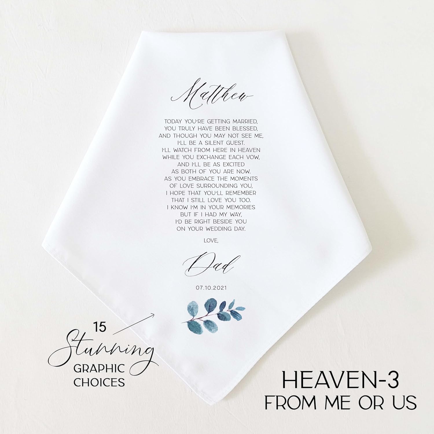 Memorial Wedding Gift for Groom | Remembrance Gift from Deceased Mom or Dad | Personalized Wedding Handkerchief | Memorial Keepsake Wedding Gift - Image 4