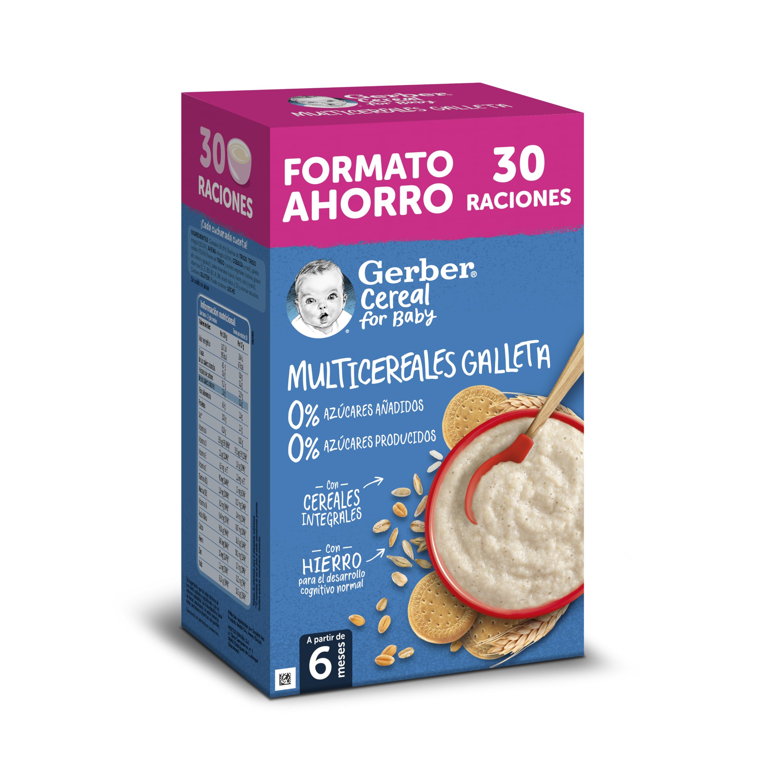 Gerber Papilla Multicereales Y Galleta 0% Azúcares Añadidos, 510 G