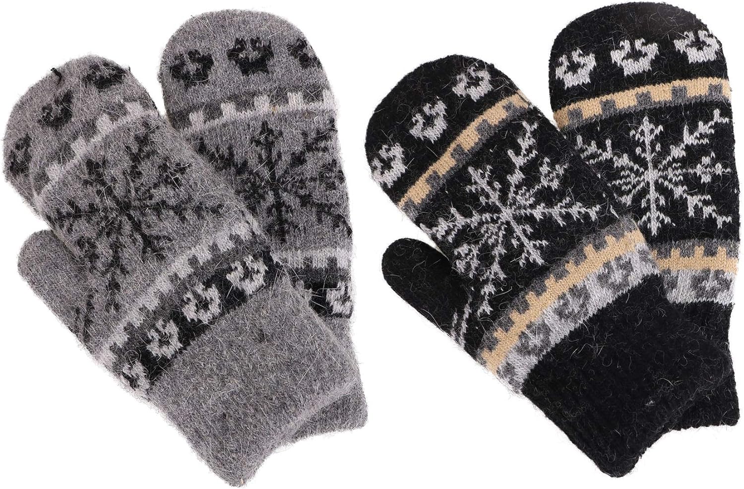 Verabella Womens Mittens Cold WeatherFair Isle Knit Sherpa Lined Winter Mittens