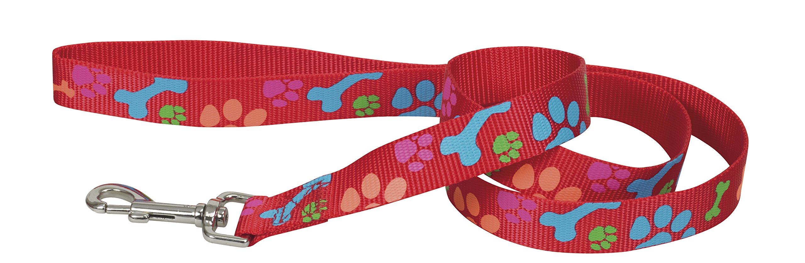 Chapuis Upholstery Nylon Webbing Dog Leash Dog Paw Red Width 20 mm Length 1.20 m Size M